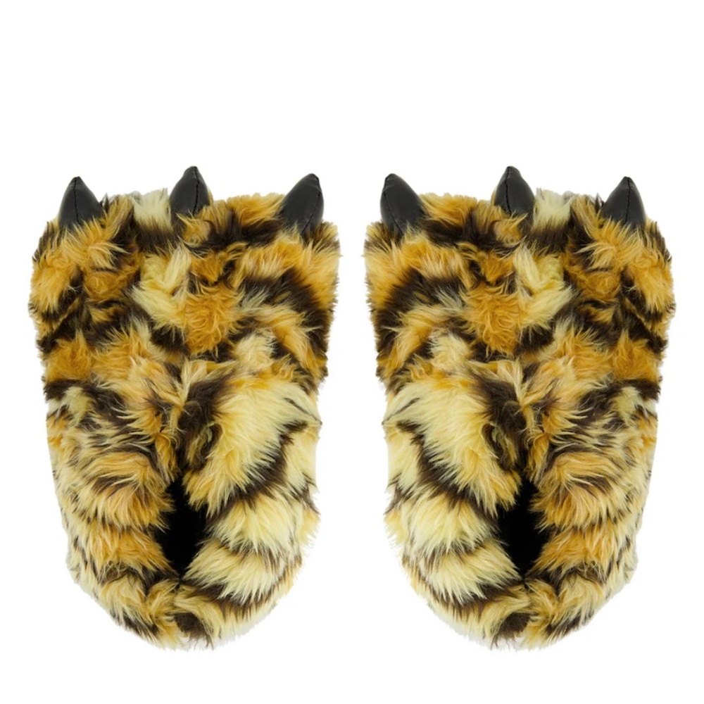 Feetmoji Tiger Paw Claw Plush Slippers Men’s Fuzzy Animal House Shoes